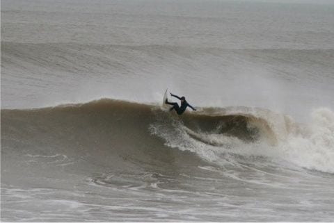 Big wave surfing at Westward Ho!