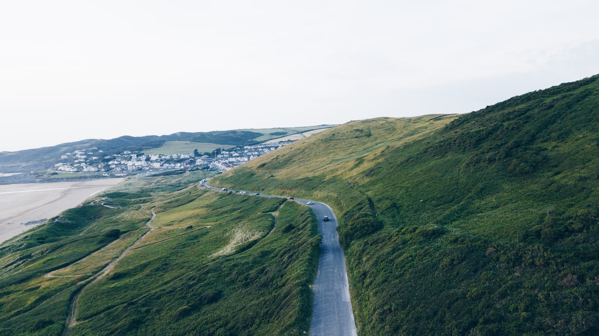 Coastal road leading to Woolacombe beach