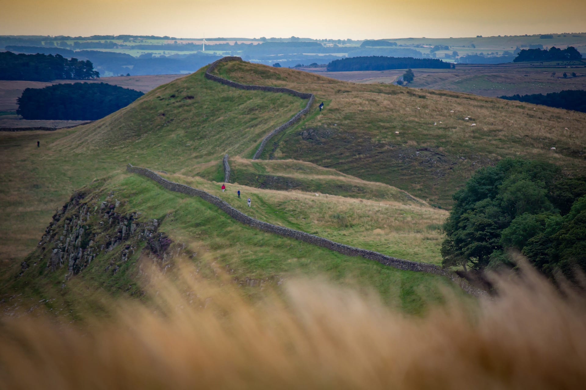 Hadrians wall viewed on the hadrians wall path hike
