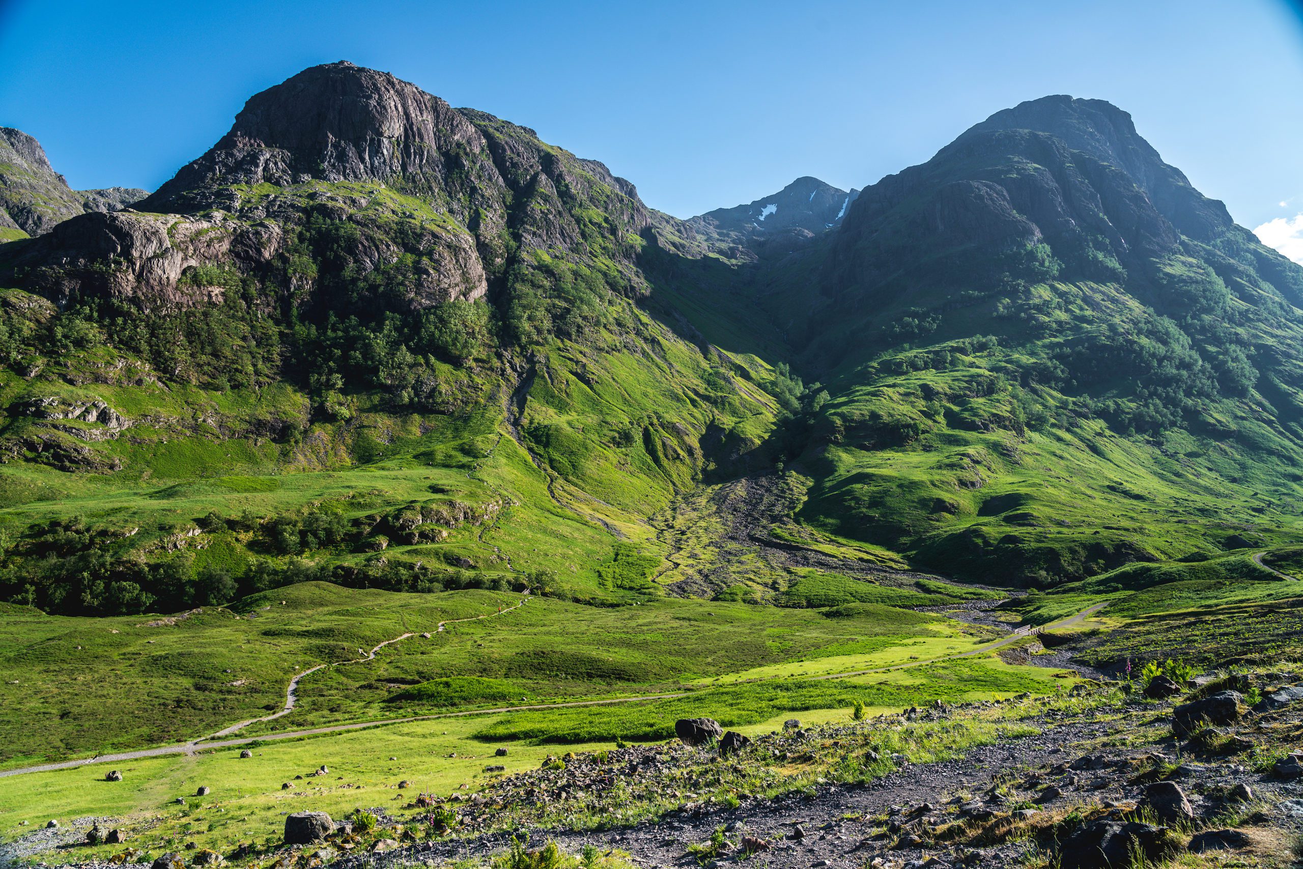 Rocks for climbing in the Glen Coe valley