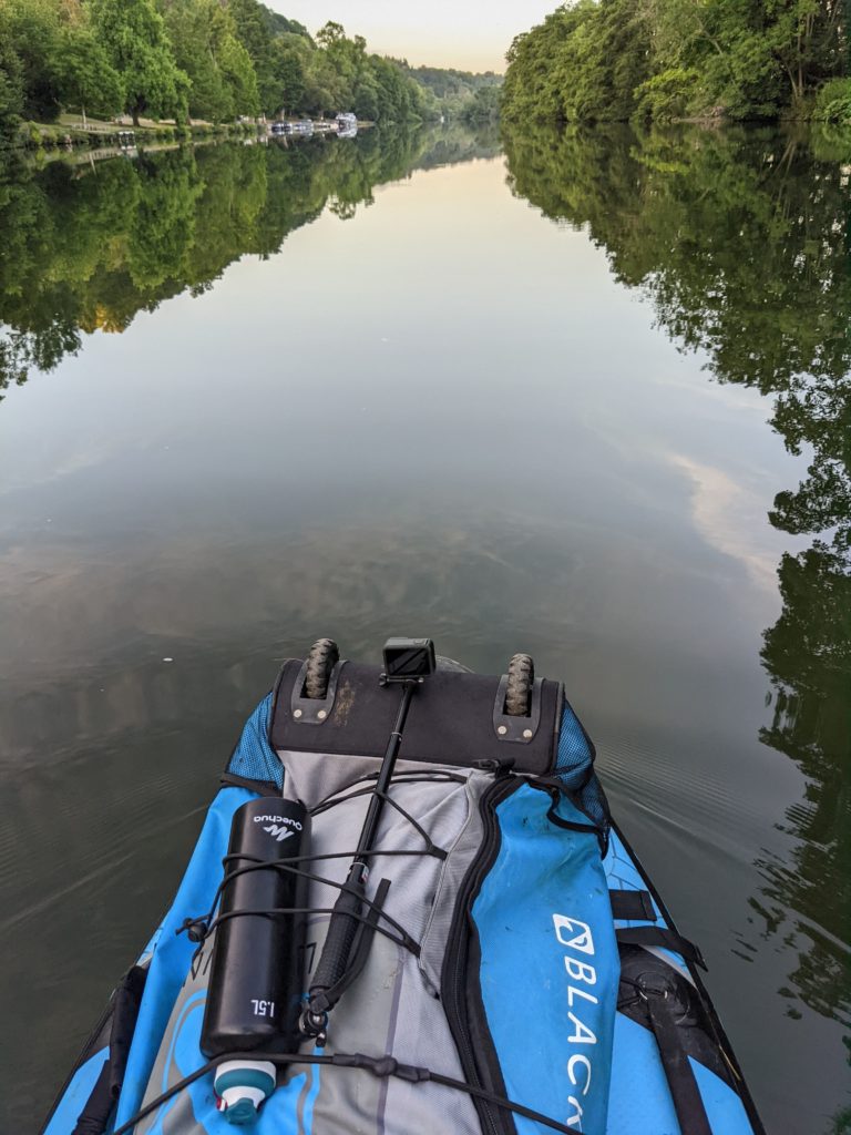view of luggage on the thames whilst paddle boarding the thames