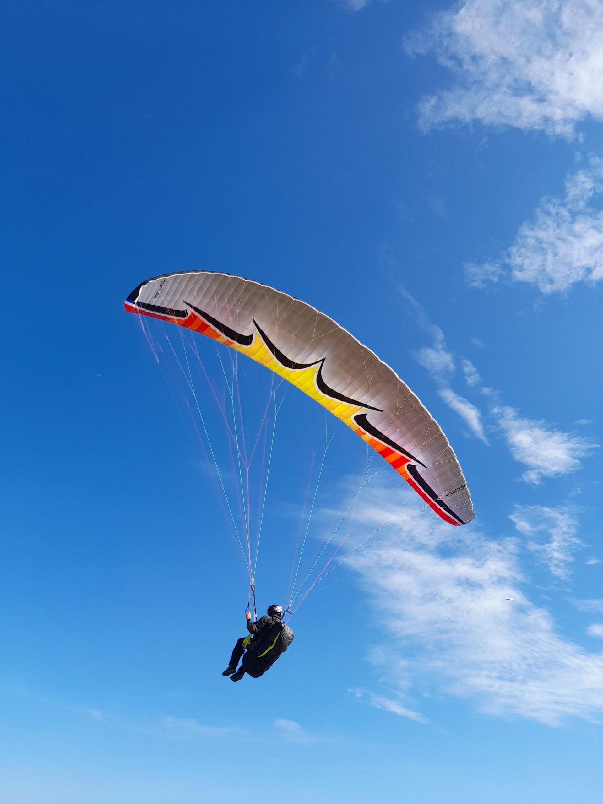 Paragliding in wales with a clear sky